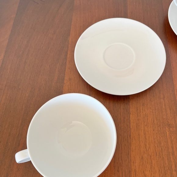 2 Piece Cups Set Crate and Barrel Cappuccino Cup White with Matching Plates - Picture 10 of 14